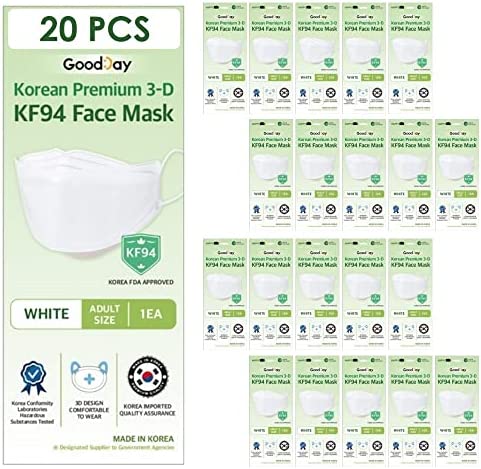 Paquete de 20 mascarillas faciales blancas KF94 de 4 capas…