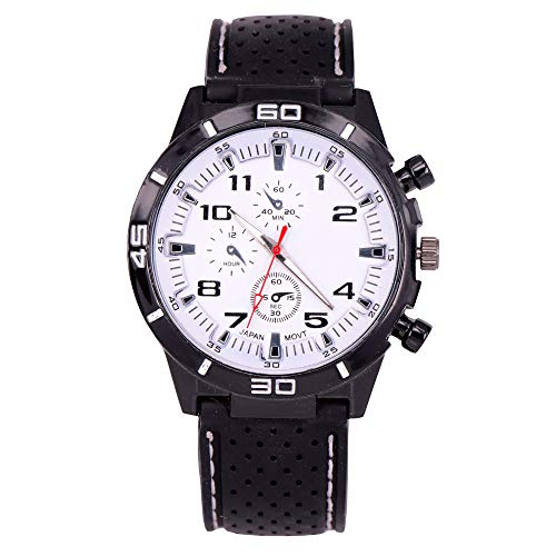 GT Racer Reloj deportivo para hombre Piloto militar Estilo militar Reloj de silicona negro para hombre C-blanco