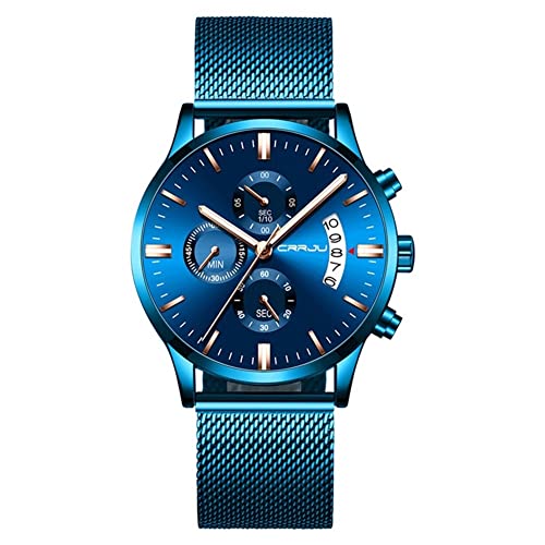 Relojes de pulsera para hombres, Relojes elegantes para hombres, Relojes de acero inoxidable, Militares Militares, Fecha a prueba de agua, Relojes para hombres, Relogio masculino (Color: Blue Rose)