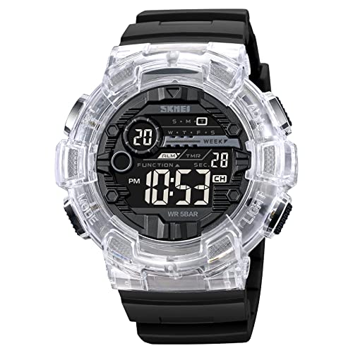 SKMEI - Reloj Deportivo Digital para Hombre, Resistente al Agua, Pantalla LED, Temporizador Grande, Reloj Despertador, AG, Mediano