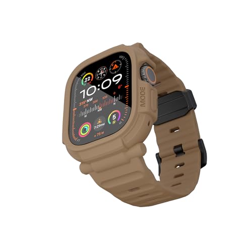 elkson - Compatible con Apple Watch Ultra, correa de 49 mm, pantalla de privacidad de vidrio, iWatch Quattro Pro Series resistente a paracaídas, protección militar duradera, seguridad probada, color café