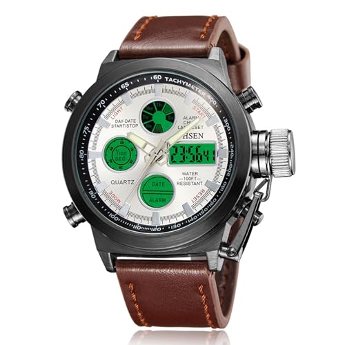 JewelryWe Reloj Digital para Hombre: Campo Steampunk Reloj Analógico Resistente…
