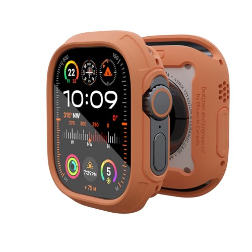 elkson - Apple Watch Ultra 2 1 Pulgada 49mm Caja de Vidrio Transparente, Resistente a iWatch, Resistente a Fuerzas Militares, Resistente a Golpes, Color Naranja