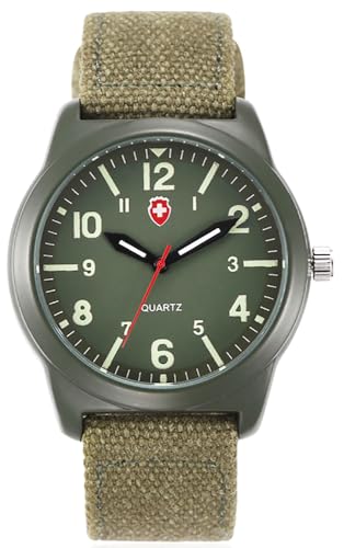 Gosasa Relojes Militares Unisex con Pulsera de Clavos y Tejido Luminoso Piel Analógica Resistente al Agua Reloj Casual Verde Polar con Licencia Oficial de Star Wars Silent One Crew.