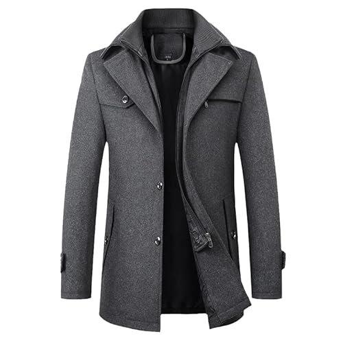 <center>Gabardina clasica de invierno para hombre, gabardina grande para hombre, corte recto, chaqueta larga de invierno, cortavientos, gris, XX-Large</center>