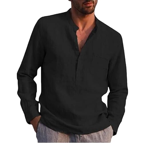 <center>Camisas para Hombre Mangas Grandes Hombre Casual Hombre Relajado Alto Cómodo Largo Negro - 4XL</center>