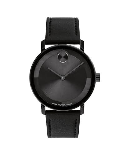 Movado Bold Evolution 2.0 - Reloj de Hombre, Reloj de Ante, Correa de Piel de Napa, Resistente al Agua hasta 3 ATM, Reloj de Acero Inoxidable, 40 mm, Negro -