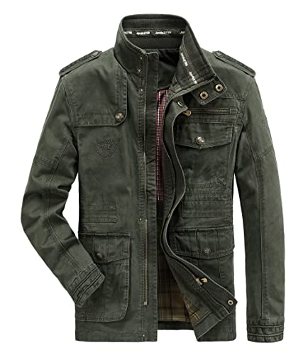 <center>Merciyd chaqueta de entretiempo para hombre, chaqueta fracht para hombre, cuello alto, chaqueta de algodón, multibolsilllos, chaqueta milit</center>