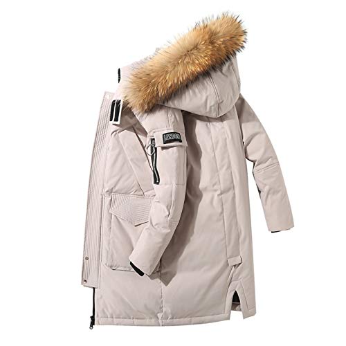 <center>Onsefzmz Chamarra de Plumón de Camuflaje de Invierno para Hombre, 30 grados, Gesa, Cálida, Larga, Cuello de Piel, Cortavientos, Color Blanco, Beige, M.</center>