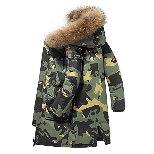 <center>Onsefzmz Chamarra de Plumón de CamuflAJE de Invierno para Hombre, 30 grados, Gesa, Cálida, Larga, Cuello de Piel, Cortavientos, Color Blanco, Camuflaje, XL, XL.</center>