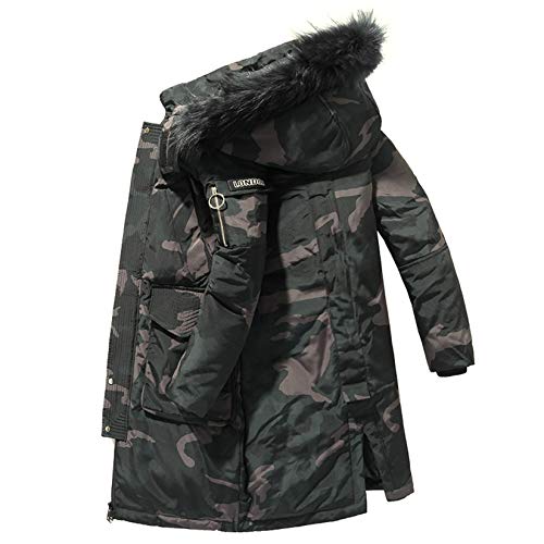 <center>Onsefzmz Chamarra de Plumón de Camuflaje de Invierno para Hombre, 30 grados, Gesa, Cálida, Larga, Cuello de Piel, Cortavientos, Color Blanco, Negro (Black Camuflage), XXL</center>