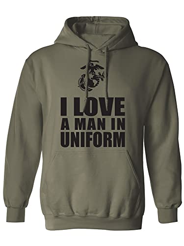 <center>Sudadera Con Capucha Contoxo "Amo a un hombre en uniforme", USMC, Verde (verde militar), genial</center>
