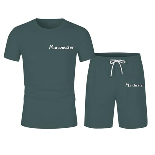 <center>Playera de Manga Corta para Hombre, Pantalones Cortos de Verstungo, informal, a la Moda, Ropa Deportiva, Transpirable, COModa, Verde Militar, M</center>
