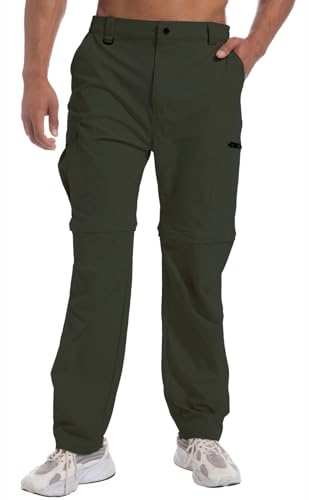 <center>Pantalones de Senderismo para Hombre, Cabribles, Ligeros, Al Agua resistente, De Secado Rápido, Con Cierre, Para Pesca, Vices, Acamping, Ttichos, Verde Militar, Small</center>