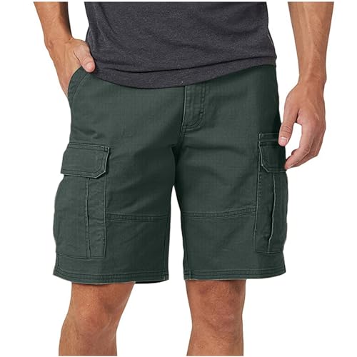 <center>2024 -Pantalones Cortos para hombre, Pantalones Cortos de Sarga de Algodón, para -oerse, Sreperismo, camping, Múltiples Bolsilllos, Ajuste Holgado, Verde Militar, 3x -Large -Large</center>