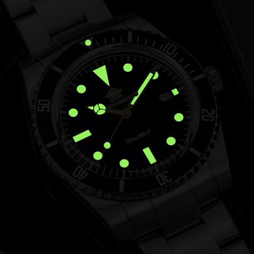 ADIESTIVE ROLOJ ANALÓGICO DE 39 MM PARA HOMBRE, RETRO, LUMINOSO, BISEL DE CERMICA, RELOJ DE BUCO, 200 M, RELOJ DE CUARZO CON CORREA DECERO ADOXIDABLE AD2072, AD2072-NECRO, Retro, Retro, Retro, Retro