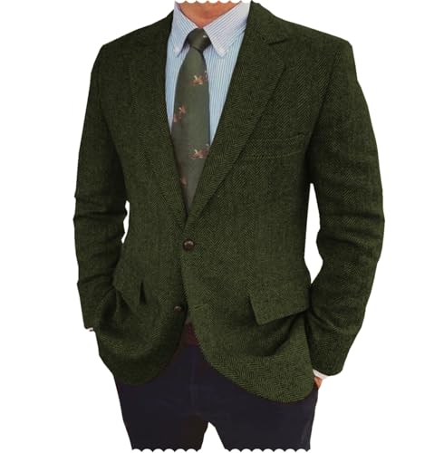 <center>Aesido - Chamarra Deportiva para Hombre de Espiga Con Mezcla de Lana y Solapa, Verde Militar, grande</center>