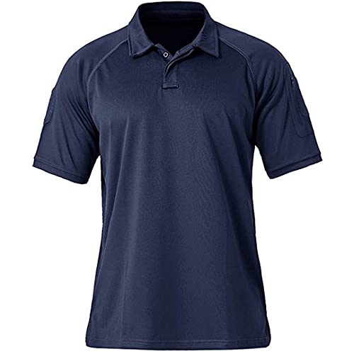 <center>Camiseta Tcticica Al Aire Libre para Hombre, Manga Corta, Secado Rápido, Caza, Senderismo, Color Azul Marino, Talla L.</center>