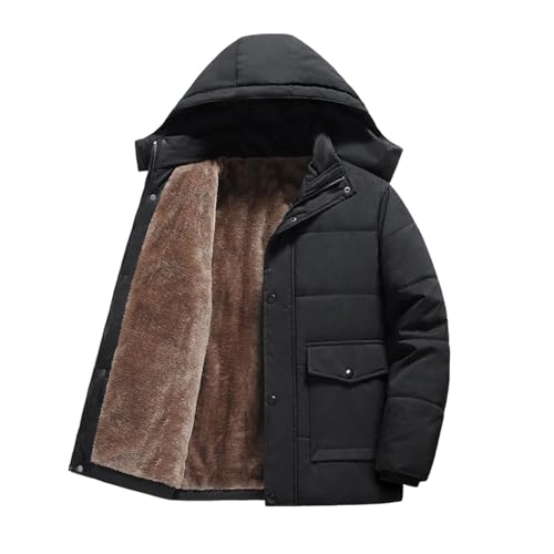 <center>Chaqueta de Invierno para Hombre, De Negocios, casual, De Terciopelo, Geso, Cálido, Acolchado, Desmontable, Para Uso de Mediana Edad, Negro, 3x-Großer grande</center>