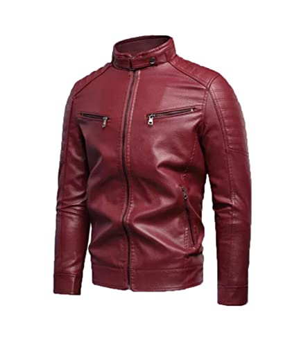 <center>Chaqueta de Piel Sintética de forro polar cálido para hombre, otoño y otoño, rojo 01, xxxx-large</center>