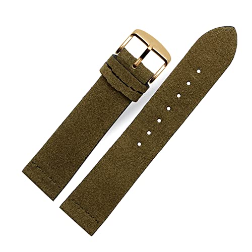 Correa de Reloj de Piel de Vaca de 16 mm A 22 mm, Correa Suave Verde Militar, Marrón y Caqui Con Hebilla
