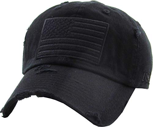 <center>KBETHOS -OPERADOR TATTICO CON PARCHE DE BANDERA DE ESTADOS UNIDOS, GORRA DE BÉISBOL MILITAR AJUSTABLE, 2º Operador Táctico Negro Clásico, Talla única</center>