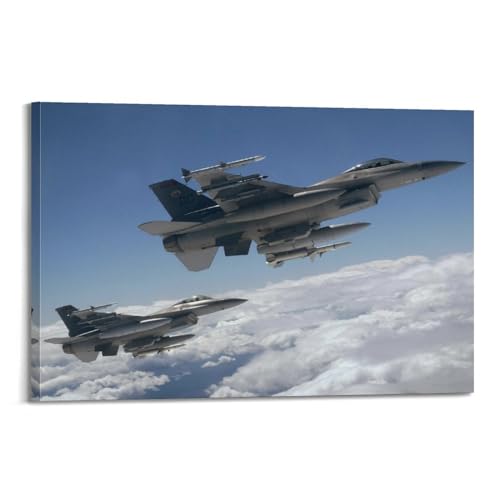 <center>Póster de Avión de Combate Militar F-16, Póster Decorativo Para Para, Póster de Pared E Imageen Artística, Decoración Moderna de Dorstorio Familiarizada</center>