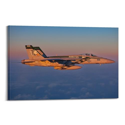 <center>Póster de Avión de combate fa -18e Super Hornet - Póster de Avión de combate Militar, Pinta Decorativa, Lona, Póster de Pared E Impresión Artística, Moderna Decoración de Recámara Familiarizada</center>