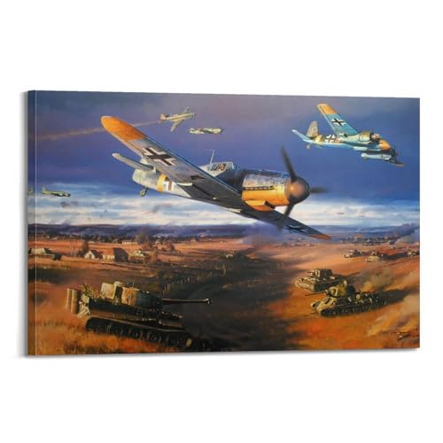<center>Póster de Aviones de combate Militar BF 109 - Póster Decorativo Para Para, Póster de Pared E Impresión Artística Moderna para recámara</center>