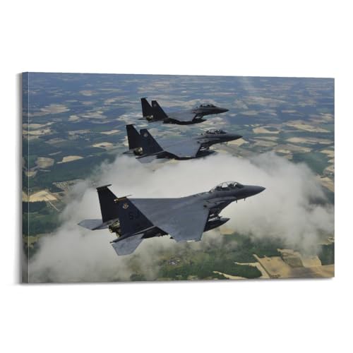 <center>Póster de Aviones de combate Militar F-15e aviones de aviones de aviones Póster de pinintura decorativa en lona paraed e impresión artística moderna para recámara</center>