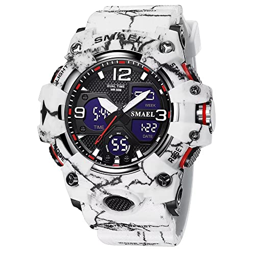 SMAEL RELOJ DE PULSERA Deportivo para Hombre, Militar, Impermeable, Con Fecha, Multifuncio, LED, Conarma y Cronómetro Digital, Face Large, Digital Digital