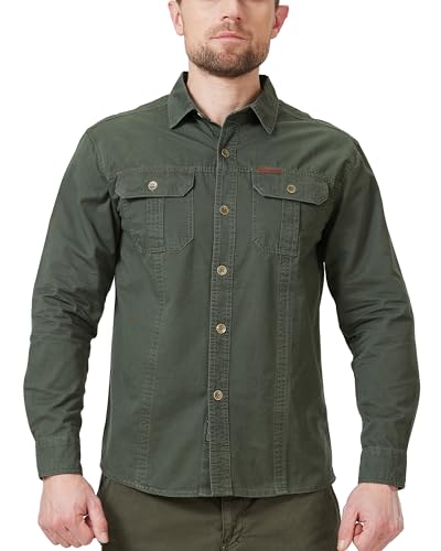 <center>Sircón - Camisa de Manga Larga para Hombre, Ligera, Transirier, De Secado Rápido, Protección UV, Verde Militar, M</center>