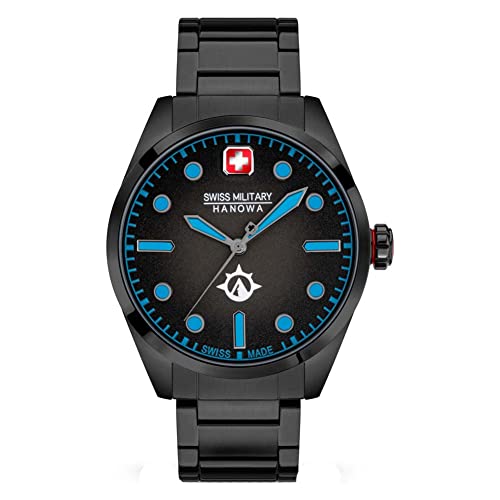 Swiss Military Hanowa SMWGB2101302 - ROLOJ Analógico de Cuarzo para Hombre Con Correa de Acero inoxidable, negro, único tamaño, SMWGG2100530