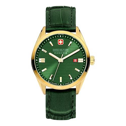 Swiss Military SMWGB2200111 RELOJ ANALÓGICO DE CUARZO PARA HOMBRE CON CORREA DE PIEL, COLOR Verde, Verde, Correa