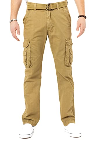 <center>X Ray - Pantalones Cargo Para Hombre, Algodón Suave Con Bolsillos Profundos y Pantalones Cargo Con Cinturón para Hombres, Trabajo y Vijes, Caqui, 40w x 32L</center>