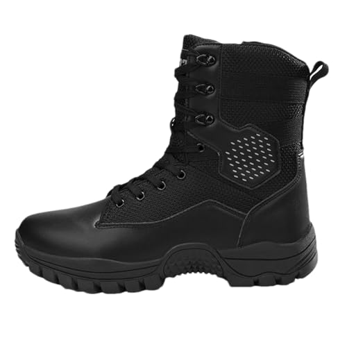 <center>Xmncg Botas de Combate Tticticas Militares Para Hombre, Botas Militares de Trabajo Liga, Con Cremallera Lateral, Botas de TraBajo al Aire Libre para transmisor, 41 Eu</center>