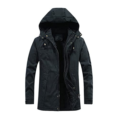 <center>Yiooleamp los Hombres de Invierno Parkas Con Capucha Grueso Forro Polar Chaquetas Desmontable Caelto Parka Militar Abrigos Al Aire Libre, Negro, XXXX grande</center>
