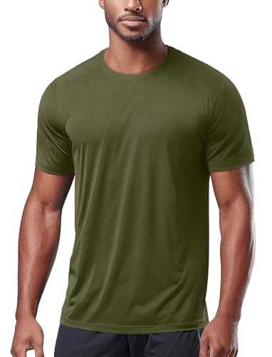 <center>Zengjo - Camisas de Ennero para Hombre, Liga, De Secado Rápido, Para Gimnasio, Correr, Atleto, Rendimiento Deportivo, Absorbe la Humedad, Corta de manga, Militar de Verde, gran gran</center>