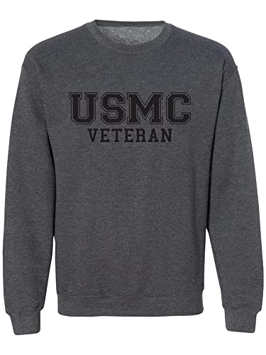 <center>ZerograVitee - Sudadera Con Cuello Redondo y Logotipo de Veterano de la USMC, ProductO Oficial, Jaspeado Oscuro, pequeño</center>