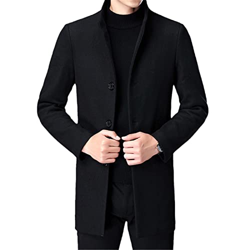 <center>Abrigos Largos de Lana para Hombre, Ropa de Chamarra de Lana y Mezclas, Chaquetas de Otoño e Invierno, Neger, 3x-Large</center>