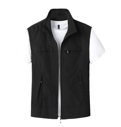 <center>Chaleco Casual Ligero para Hombre al Aire Última Intersesión, Para TrabaJo, Pesca, Photos, Viajes, Sin Mangas, Con Cierre, Negro</center>