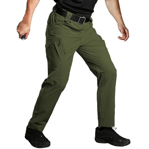<center>HiWise - Pantalones Tácticos de Secado Rápido para Hombre, resistente al Agua, Elásos, Ligeros, Para Trabajo al Aire Última Intersesión, Senderismo, Verde Militar, 32W x 30 30 30L 30L 30L</center>