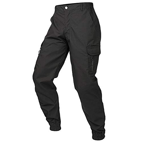 <center>Navekull Pantalones Tácticos de Camuflaje para Hombre, Impermebles, Ligeros, Antesorros, Al Aire Libre, Senderismo, Cónico, Negro, 34</center>