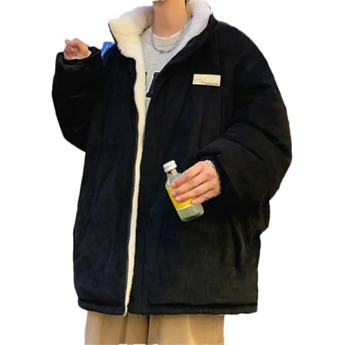 <center>Vsadsau - Chaqueta Acolchada de Algodón de Doble Cara para Hombre, Con Cuello Alto, Con Cremalera, Negro, XX -Large</center>